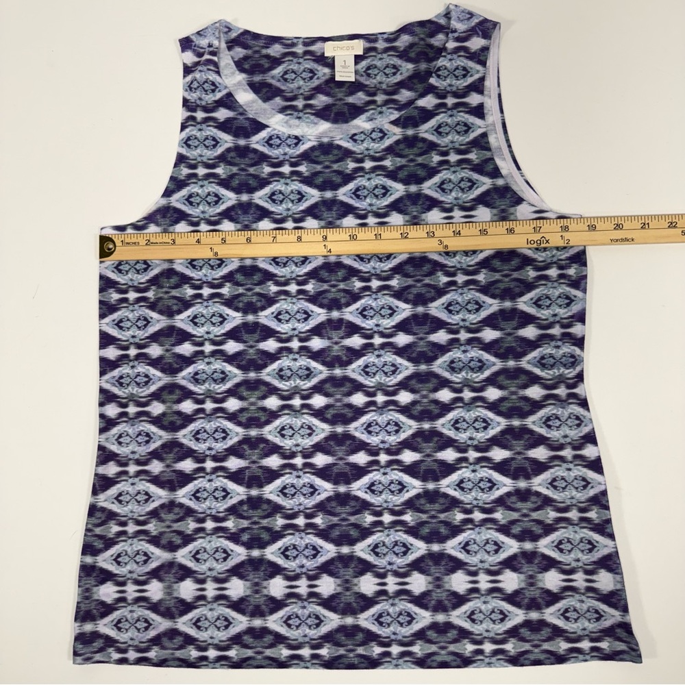 Boho Layered Chico's Purple Ikat Flutter Sleeve Poncho Tank Top Set Size 1 Mediu - Picture 4 of 9